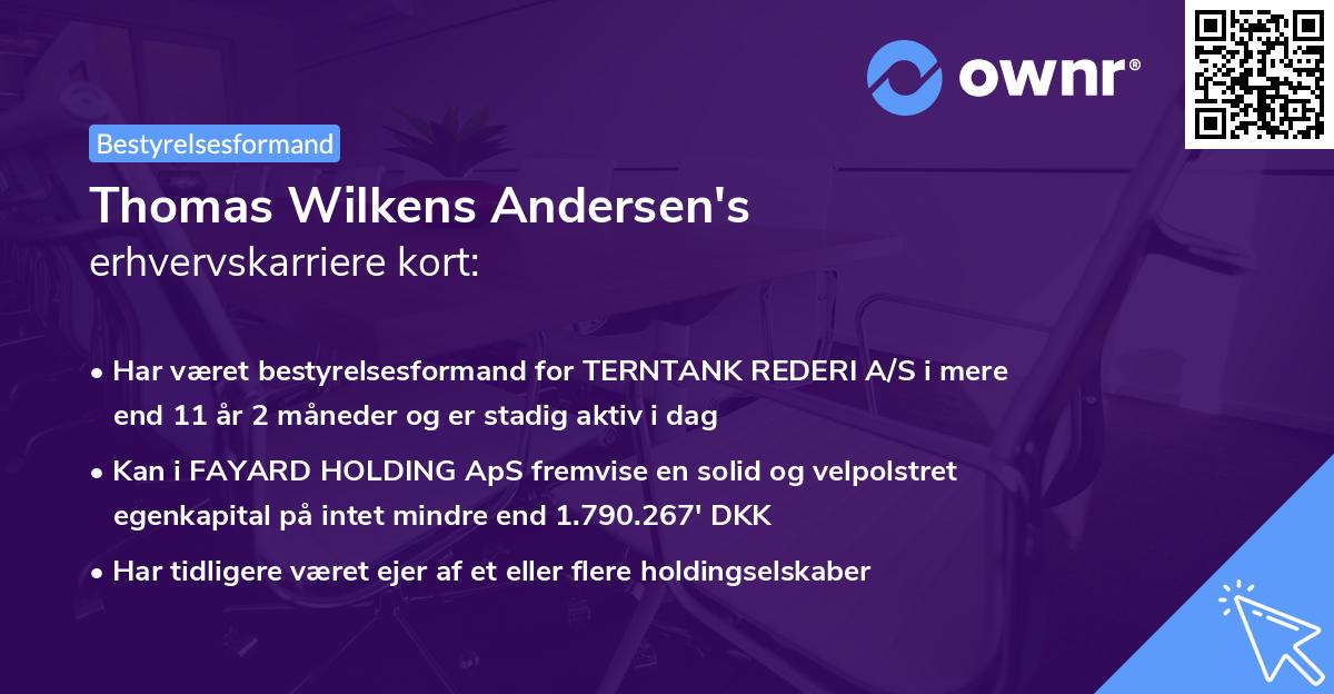 Thomas Wilkens Andersen's erhvervskarriere kort