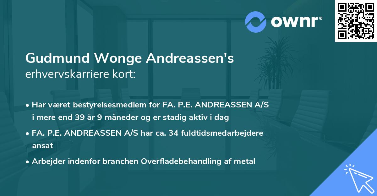 Gudmund Wonge Andreassen's erhvervskarriere kort