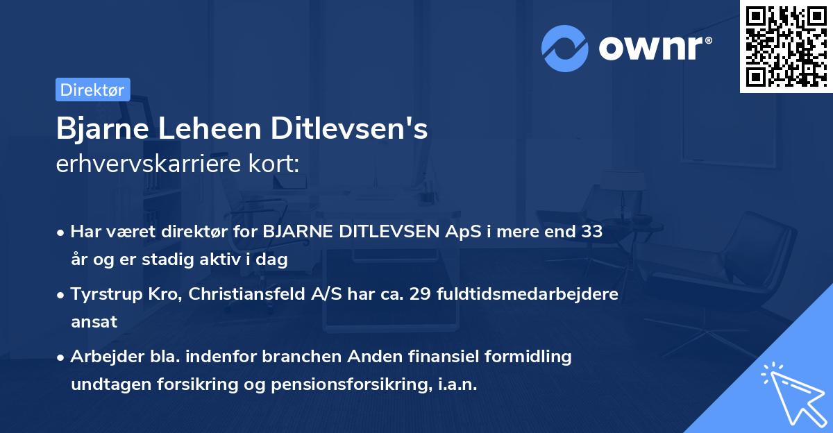 Bjarne Leheen Ditlevsen's erhvervskarriere kort