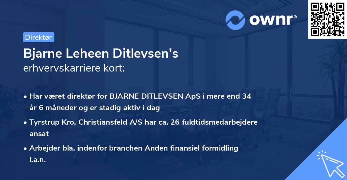 Bjarne Leheen Ditlevsen's erhvervskarriere kort