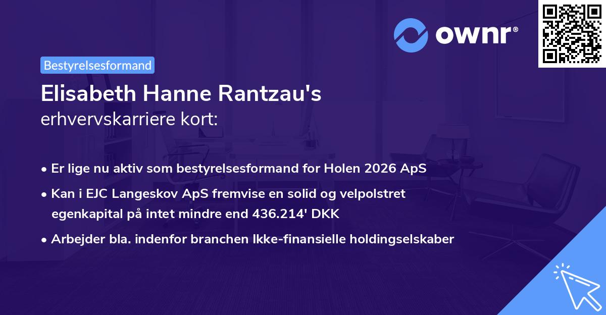 Elisabeth Hanne Rantzau's erhvervskarriere kort