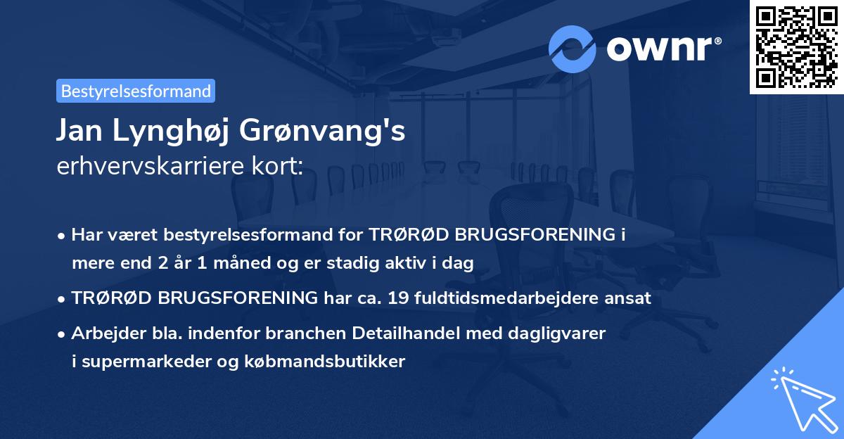 Jan Lynghøj Grønvang's erhvervskarriere kort