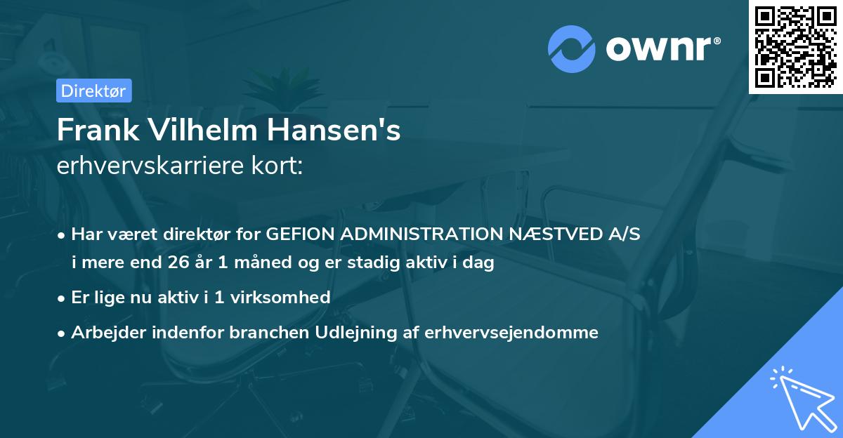 Frank Vilhelm Hansen's erhvervskarriere kort