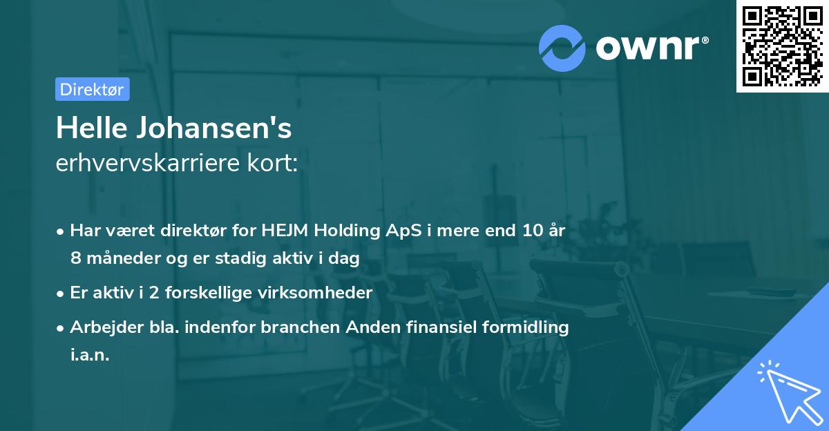 Helle Johansen's erhvervskarriere kort
