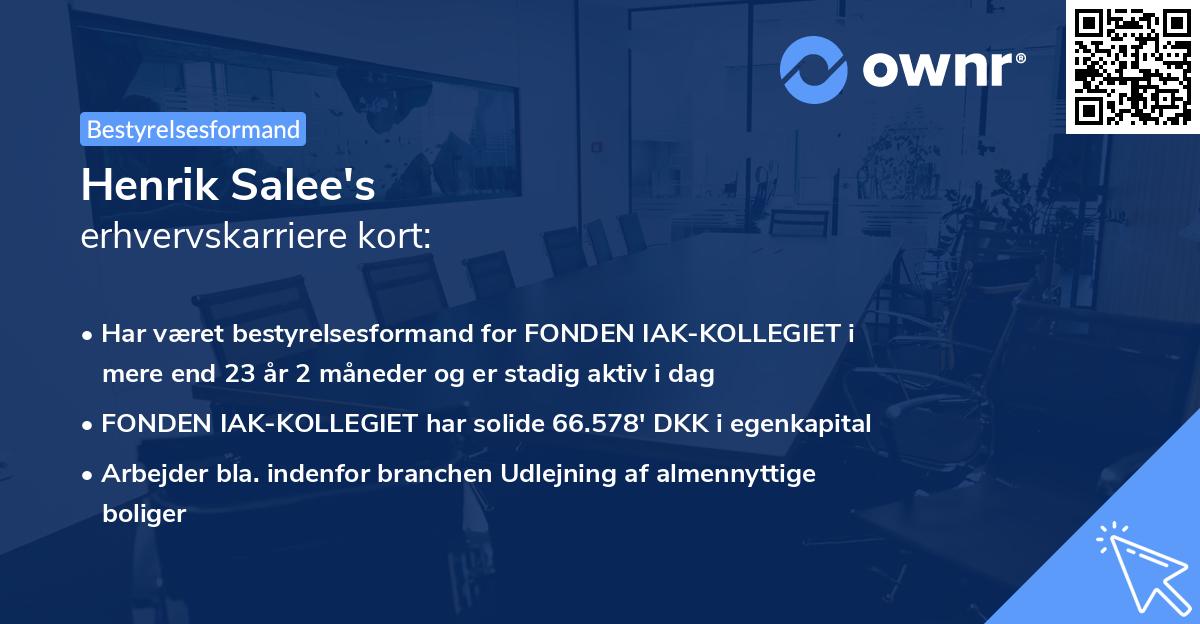 Henrik Salee's erhvervskarriere kort