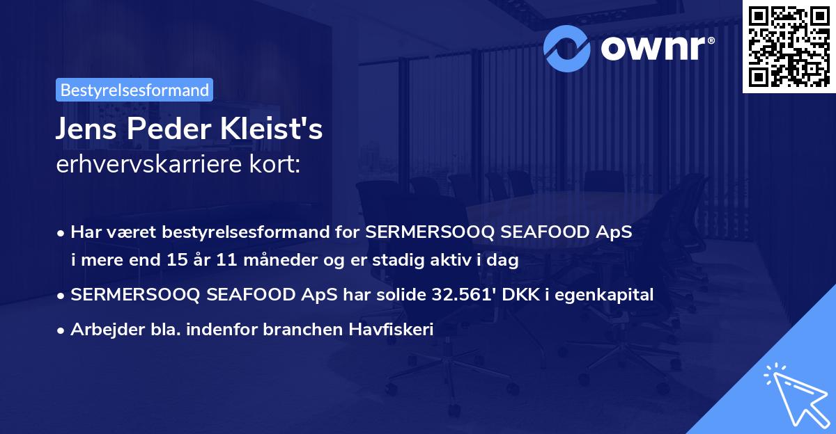Jens Peder Kleist's erhvervskarriere kort
