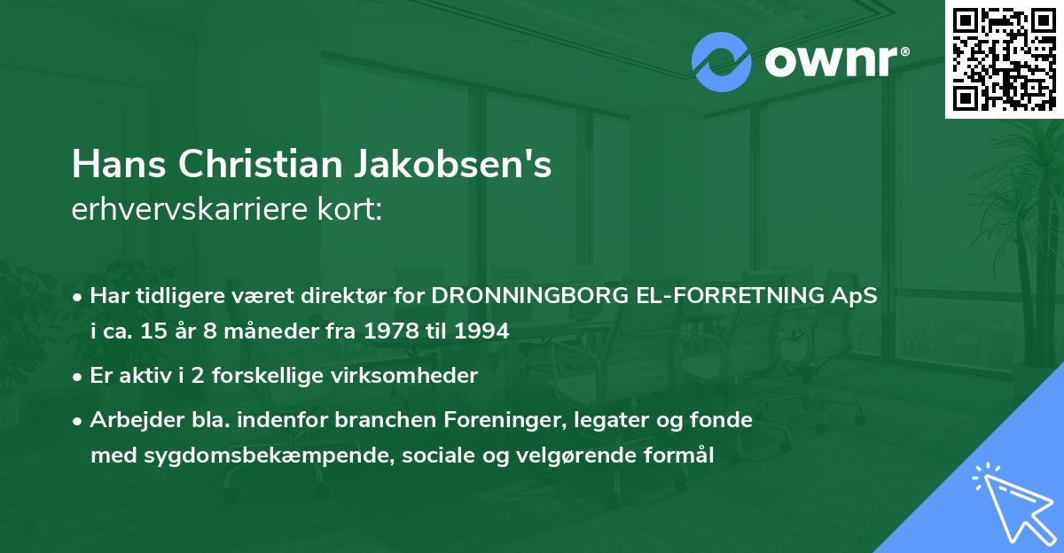 Hans Christian Jakobsen's erhvervskarriere kort