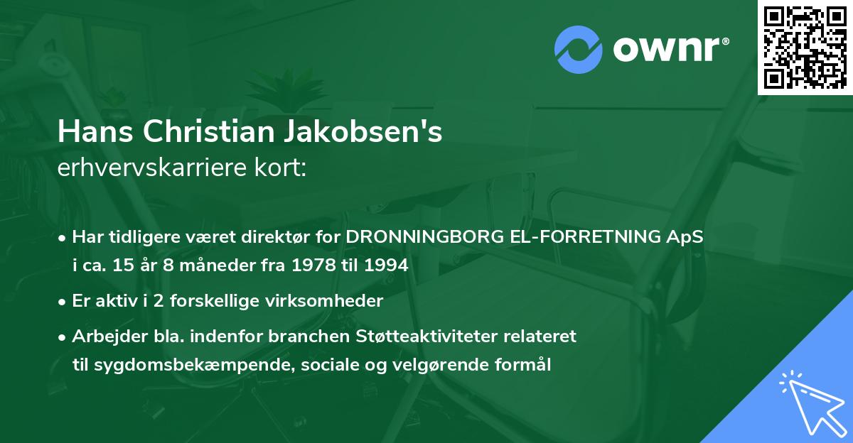 Hans Christian Jakobsen's erhvervskarriere kort