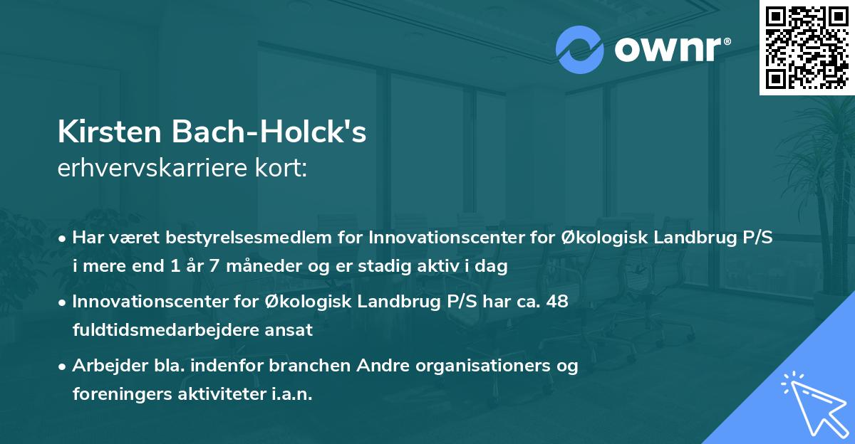 Kirsten Bach-Holck's erhvervskarriere kort