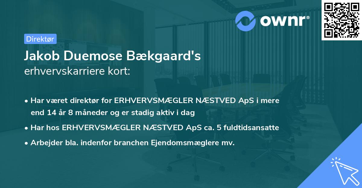 Jakob Duemose Bækgaard's erhvervskarriere kort