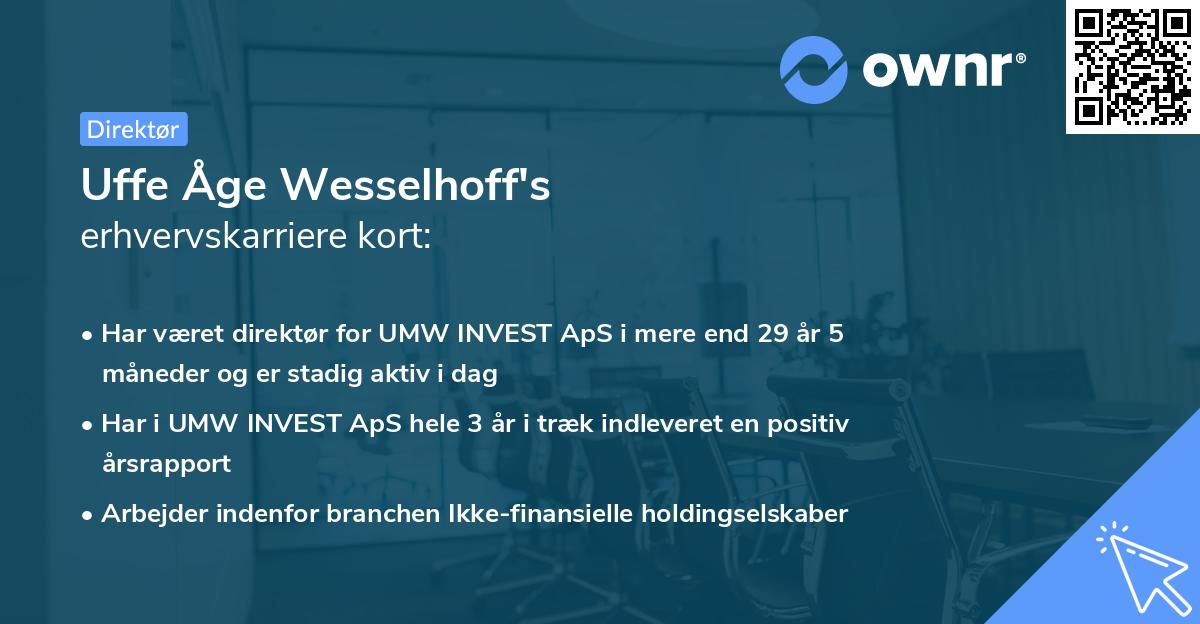 Uffe Åge Wesselhoff's erhvervskarriere kort