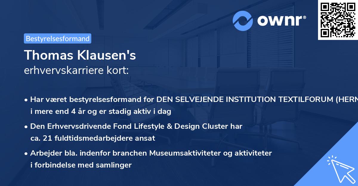 Thomas Klausen's erhvervskarriere kort
