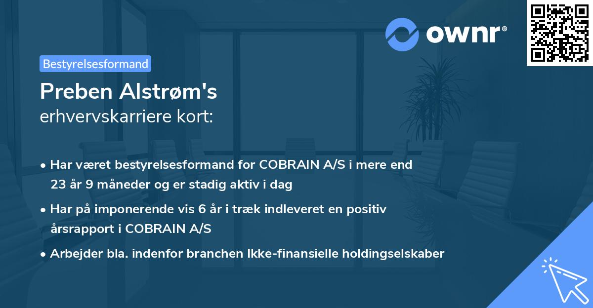 Preben Alstrøm's erhvervskarriere kort
