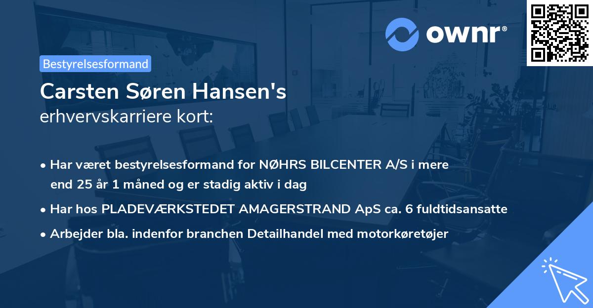 Carsten Søren Hansen's erhvervskarriere kort