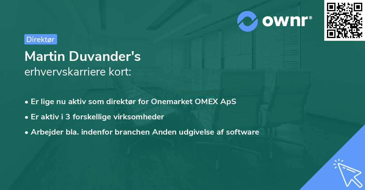 Martin Duvander's erhvervskarriere kort