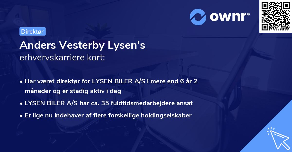 Anders Vesterby Lysen's erhvervskarriere kort