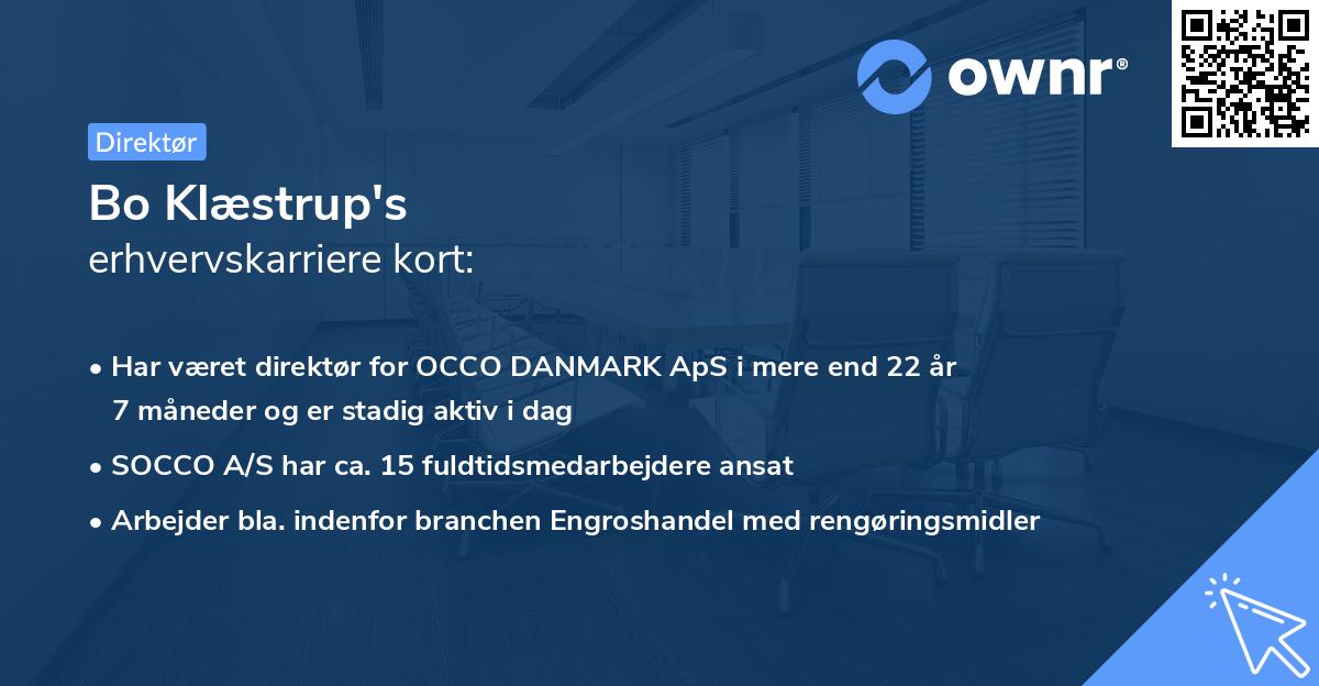 Bo Klæstrup's erhvervskarriere kort