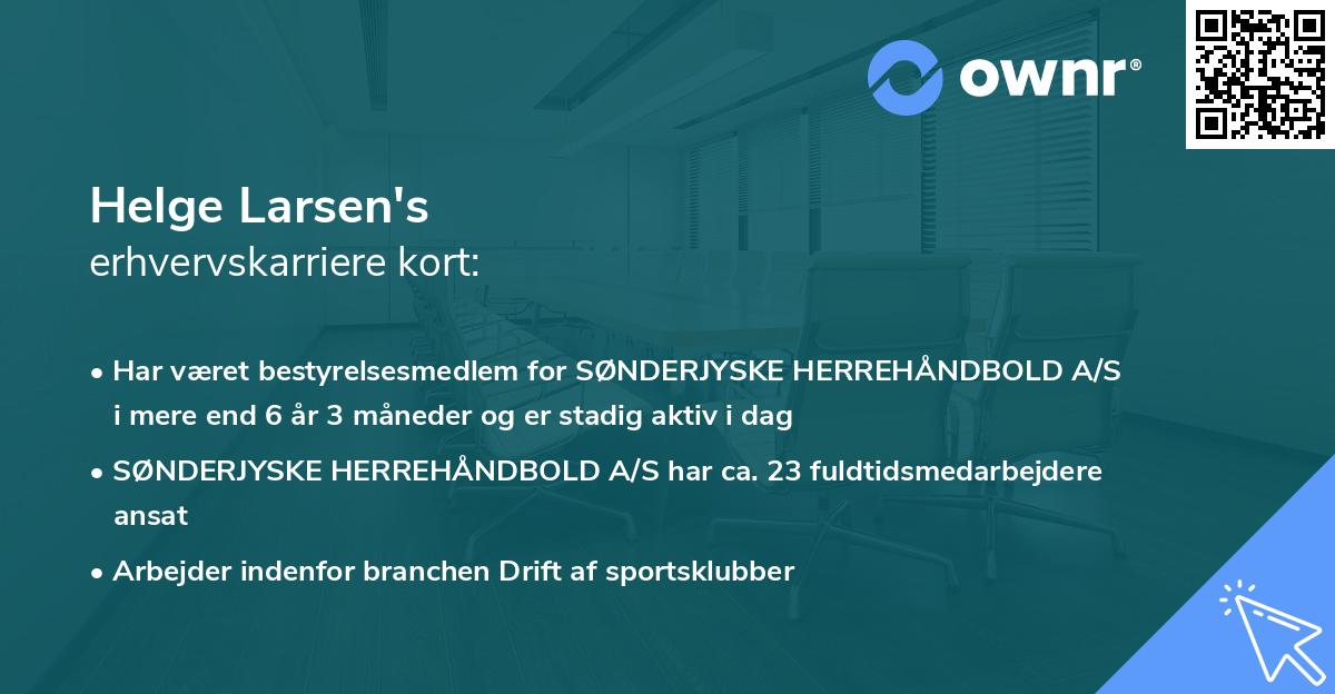 Helge Larsen's erhvervskarriere kort