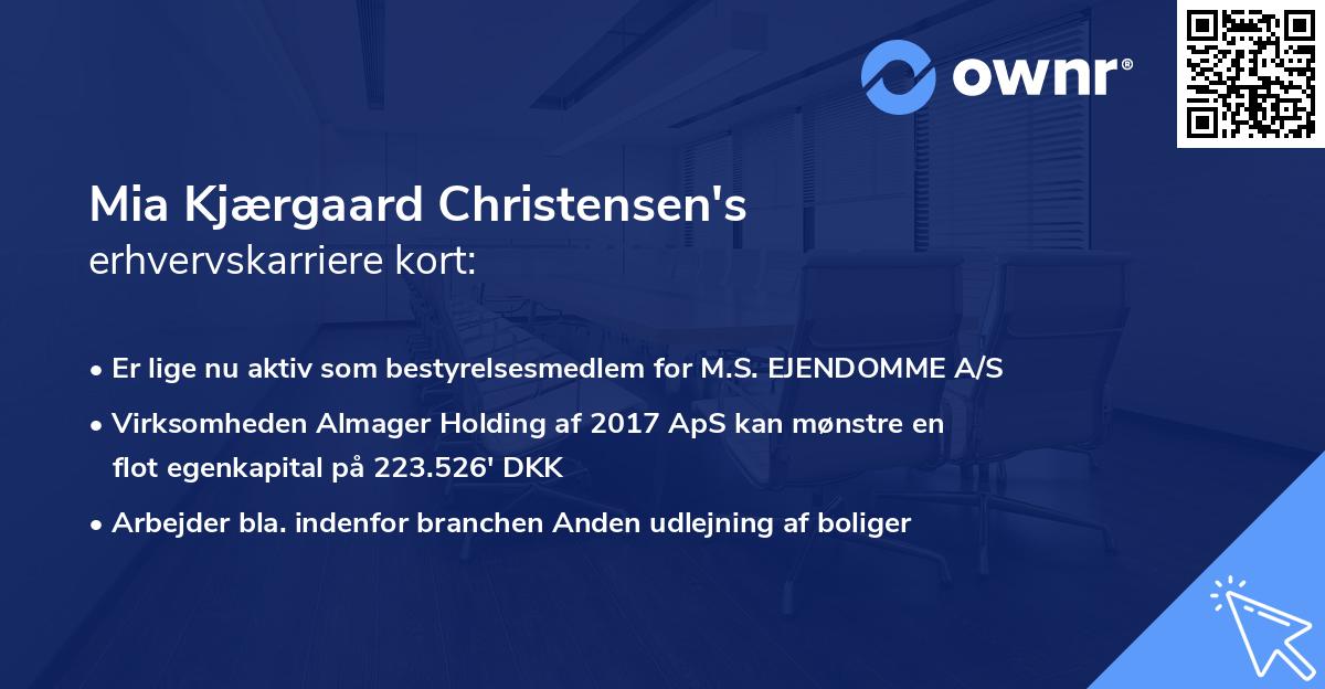 Mia Kjærgaard Christensen's erhvervskarriere kort