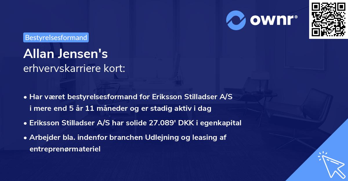 Allan Jensen's erhvervskarriere kort