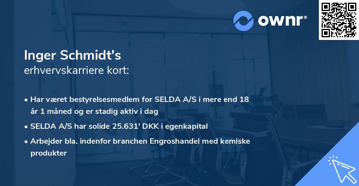 Inger Schmidt's erhvervskarriere kort