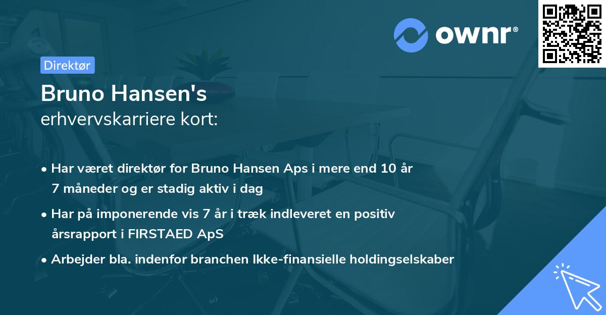 Bruno Hansen's erhvervskarriere kort