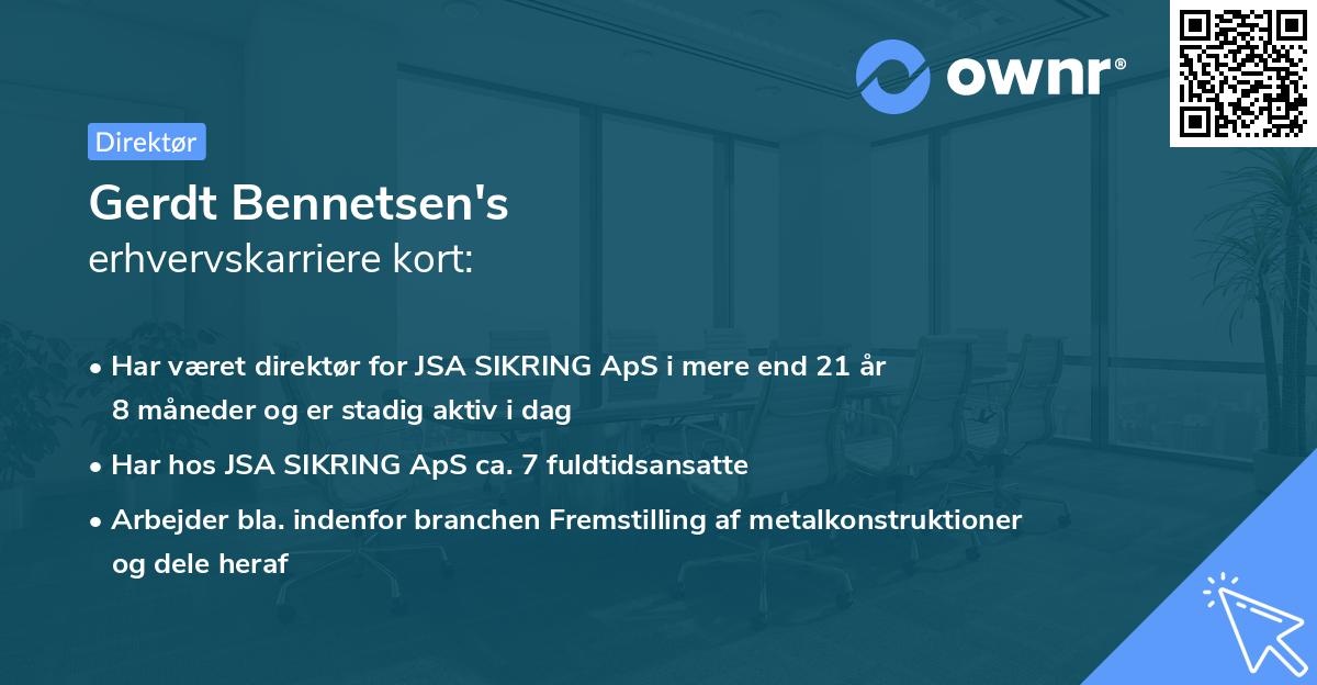 Gerdt Bennetsen's erhvervskarriere kort