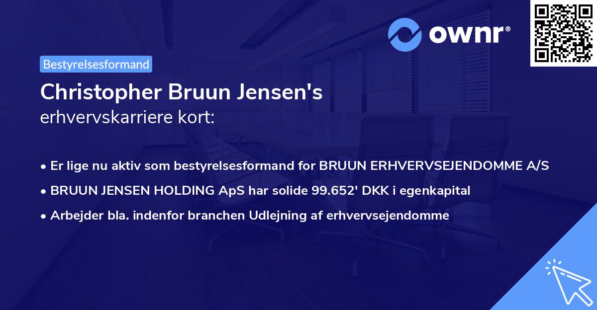 Christopher Bruun Jensen's erhvervskarriere kort