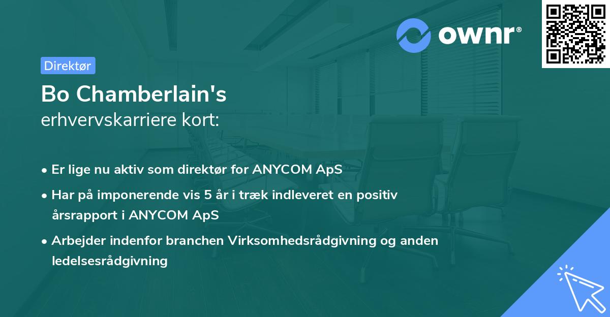 Bo Chamberlain's erhvervskarriere kort