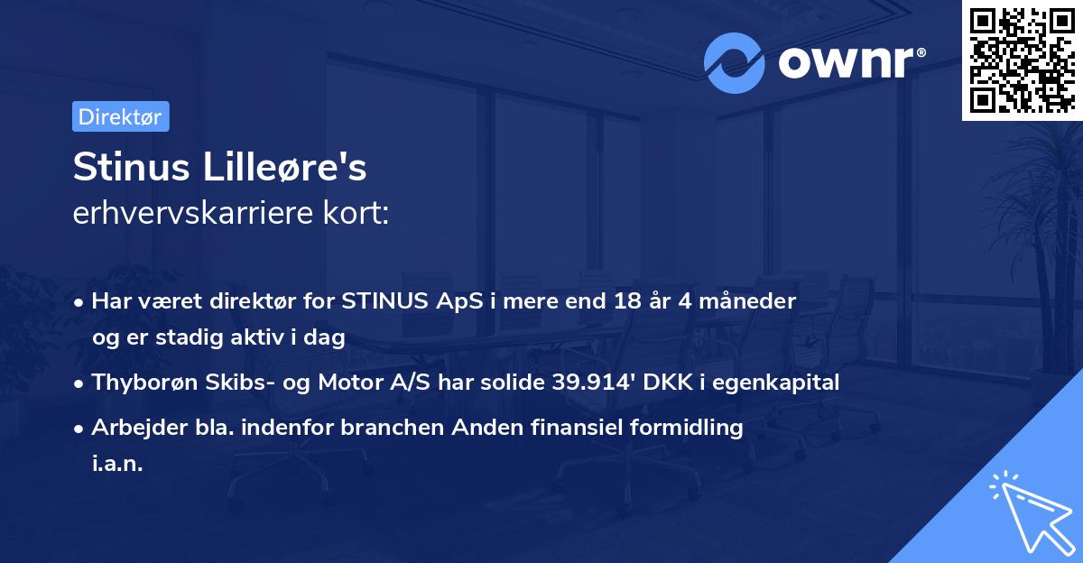 Stinus Lilleøre's erhvervskarriere kort