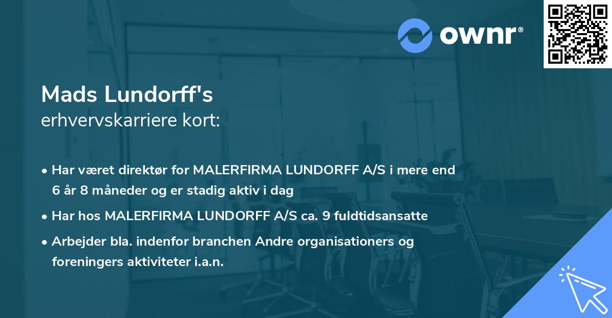 Mads Lundorff's erhvervskarriere kort