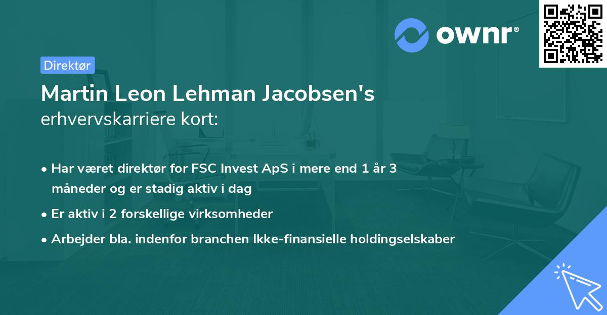 Martin Leon Lehman Jacobsen's erhvervskarriere kort