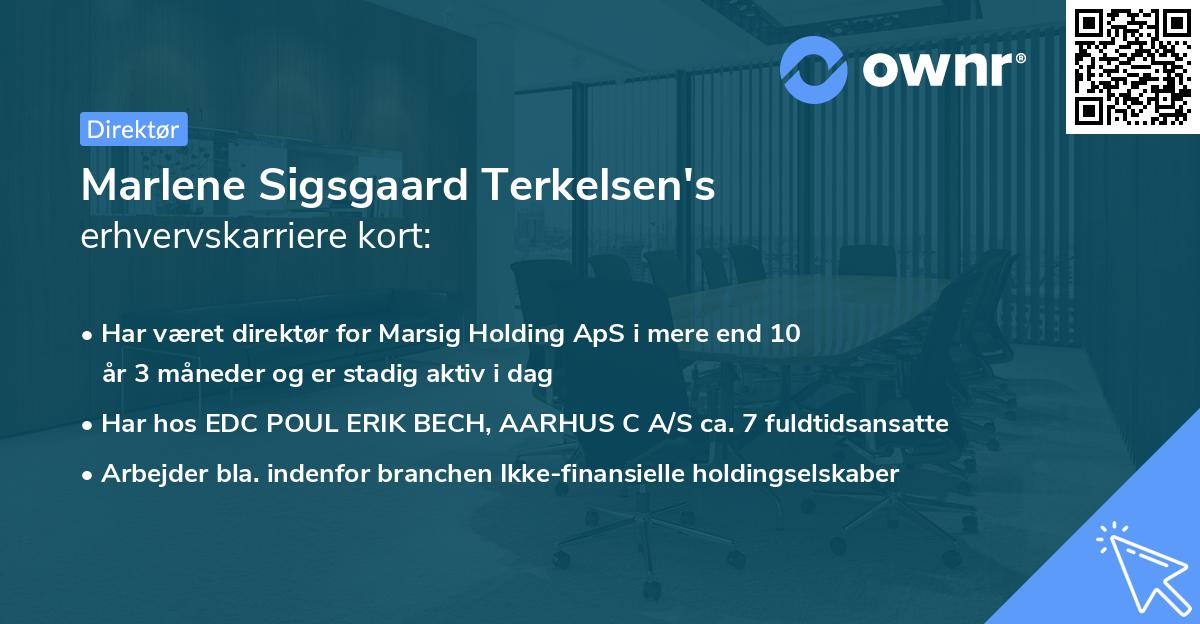 Marlene Sigsgaard Terkelsen's erhvervskarriere kort