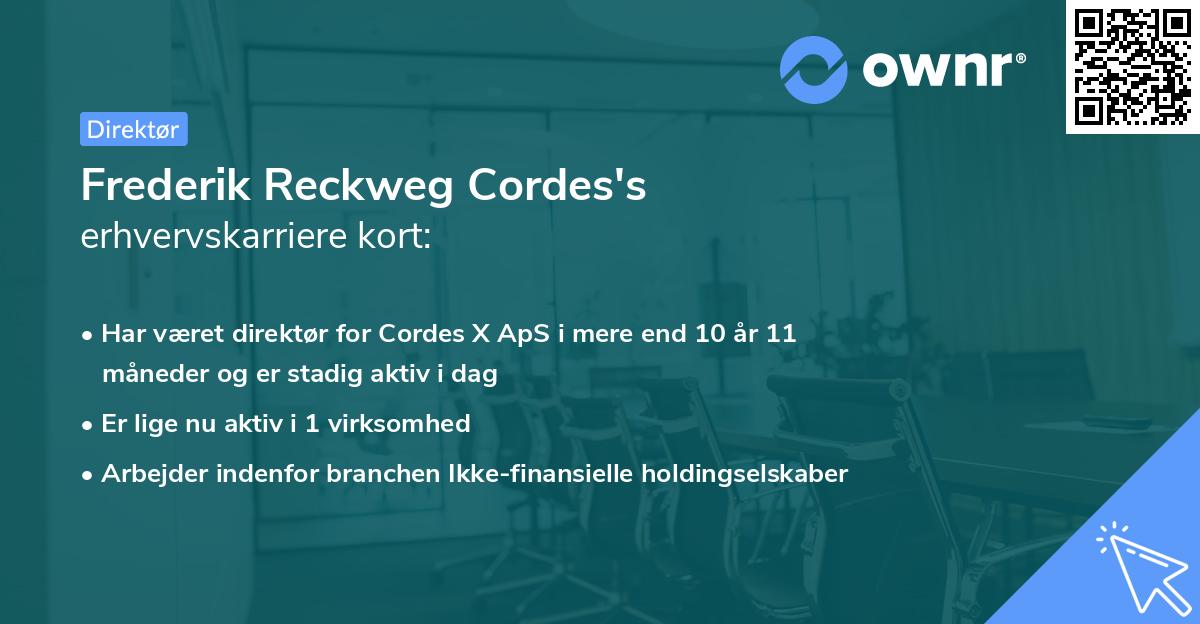 Frederik Reckweg Cordes's erhvervskarriere kort