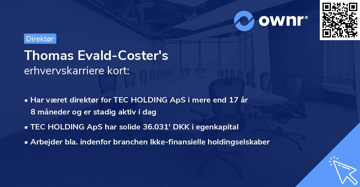 Thomas Evald-Coster's erhvervskarriere kort