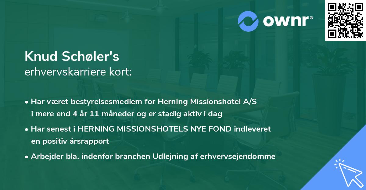 Knud Schøler's erhvervskarriere kort