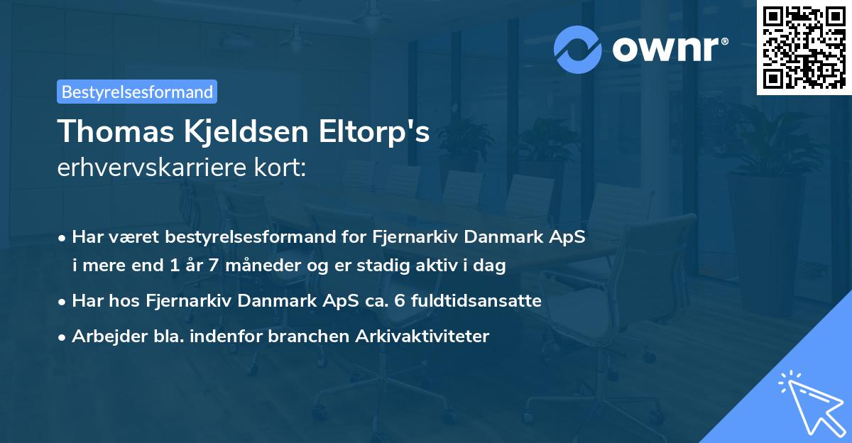 Thomas Kjeldsen Eltorp's erhvervskarriere kort