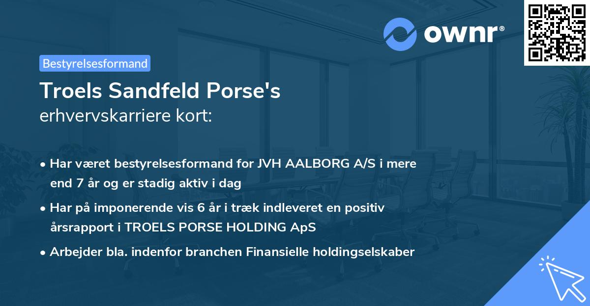 Troels Sandfeld Porse's erhvervskarriere kort