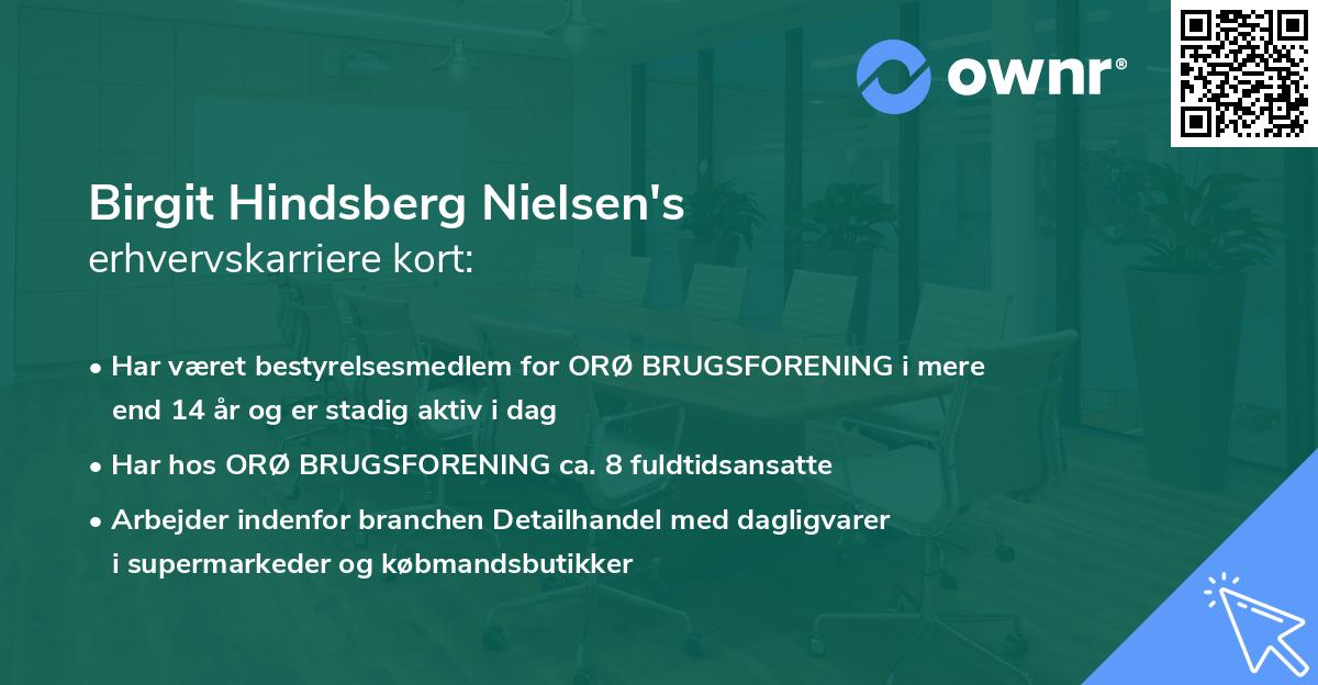 Birgit Hindsberg Nielsen's erhvervskarriere kort