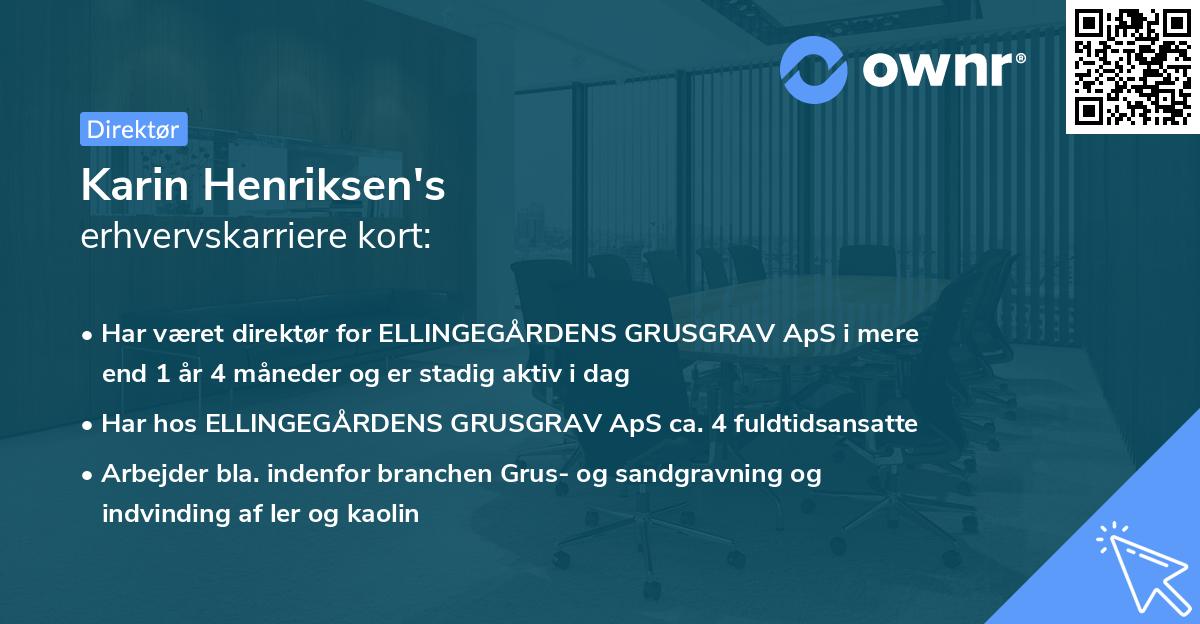 Karin Henriksen's erhvervskarriere kort