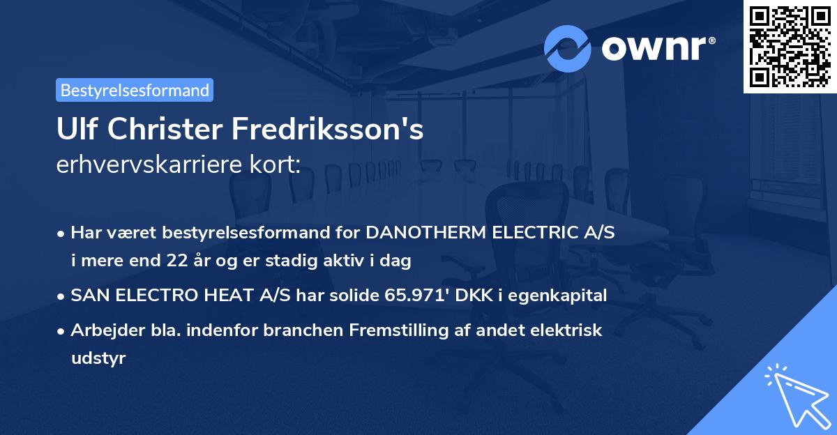 Ulf Christer Fredriksson's erhvervskarriere kort