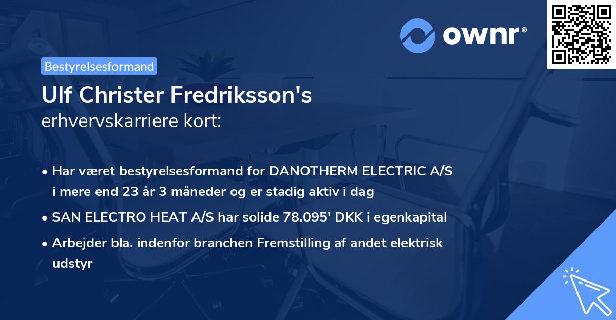 Ulf Christer Fredriksson's erhvervskarriere kort