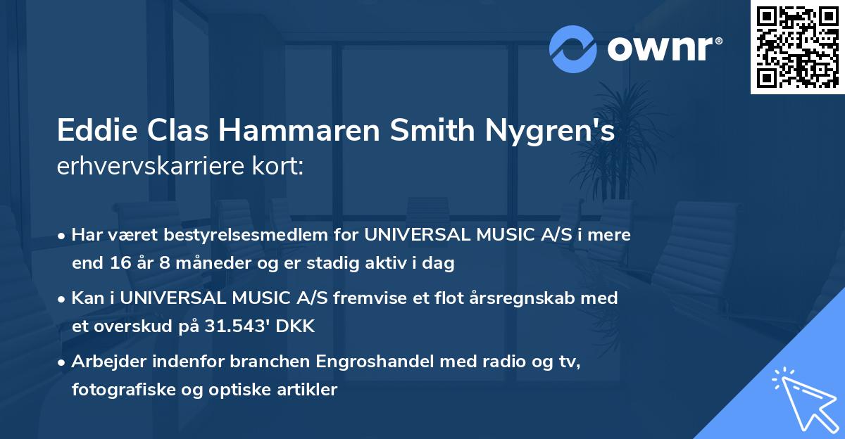 Eddie Clas Hammaren Smith Nygren's erhvervskarriere kort