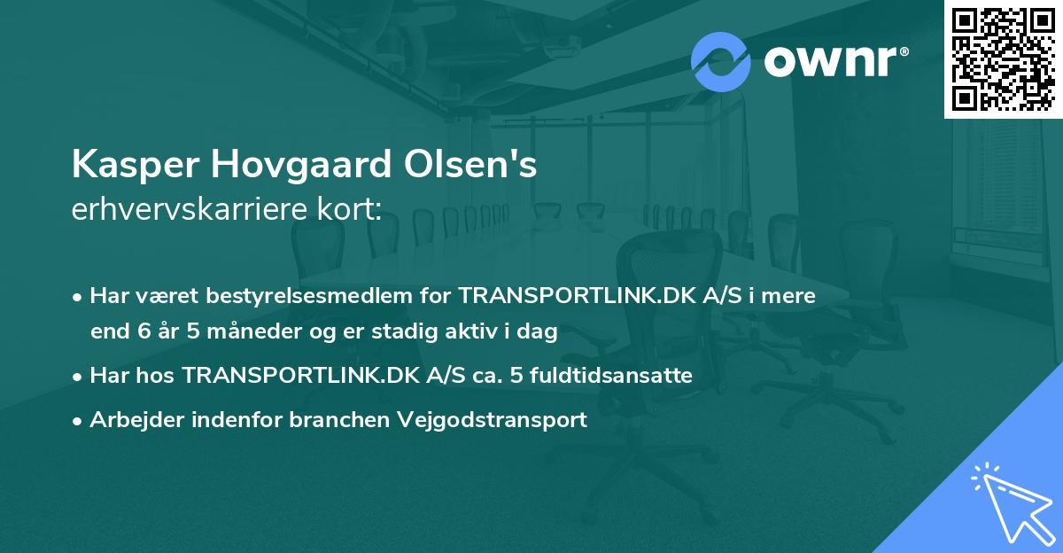 Kasper Hovgaard Olsen's erhvervskarriere kort