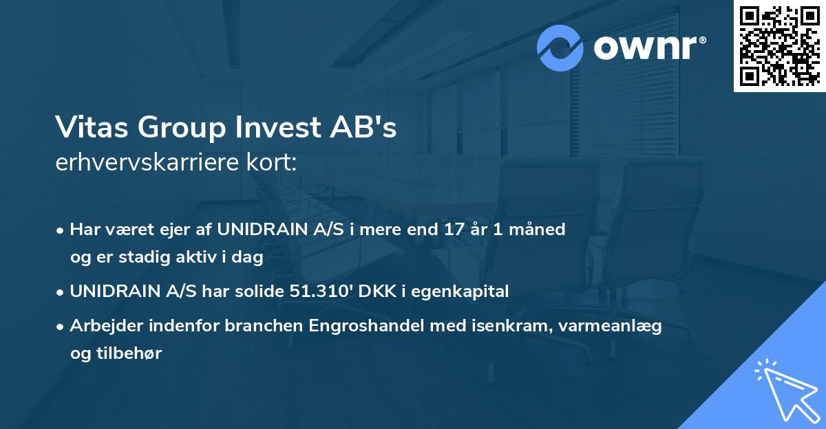 Vitas Group Invest AB's erhvervskarriere kort