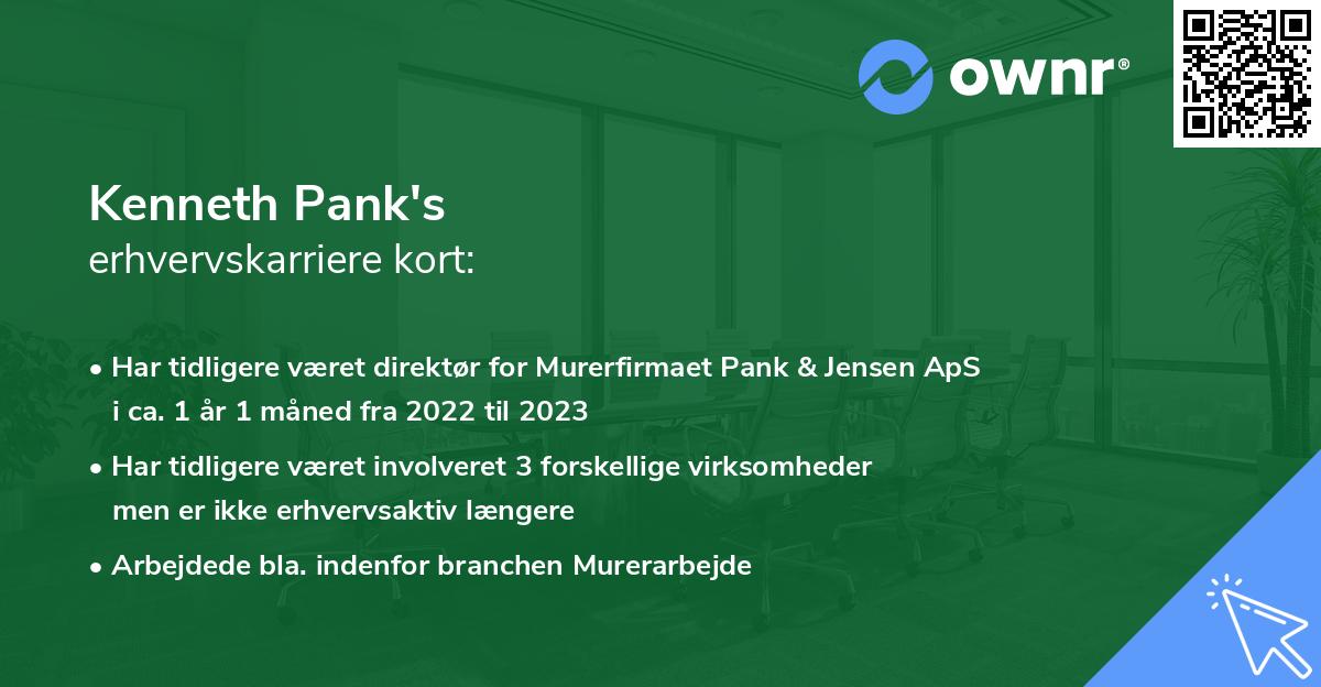 Kenneth Pank's erhvervskarriere kort