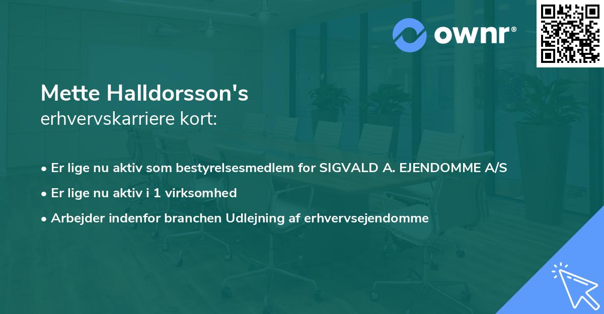 Mette Halldorsson's erhvervskarriere kort