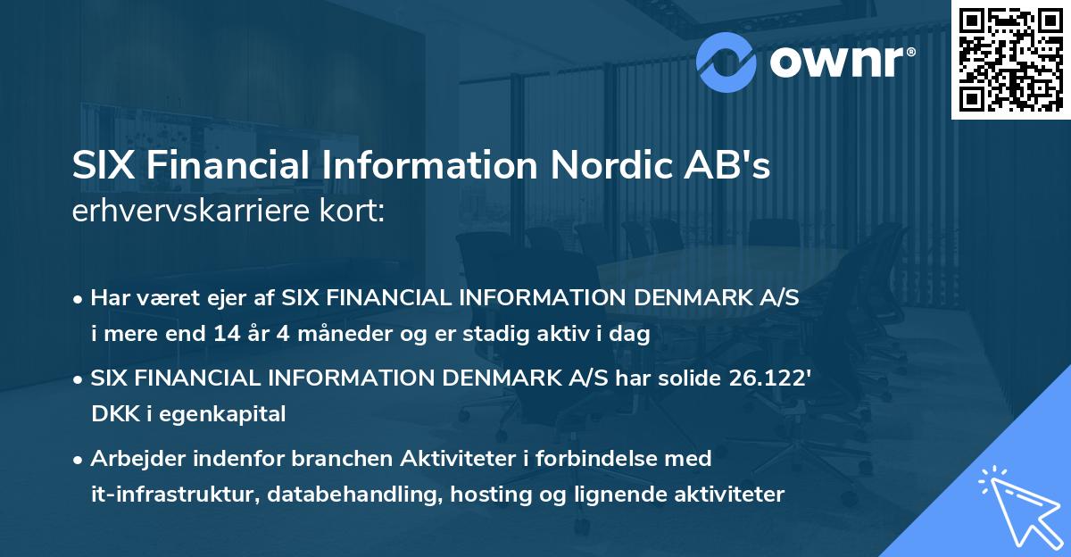 SIX Financial Information Nordic AB's erhvervskarriere kort