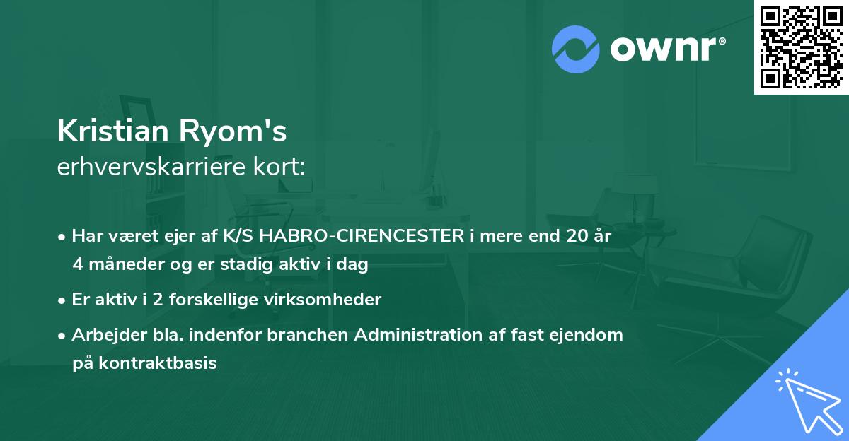 Kristian Ryom's erhvervskarriere kort