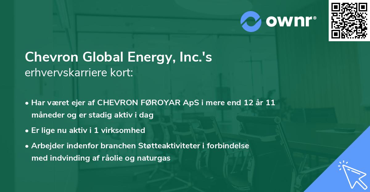 Chevron Global Energy, Inc.'s erhvervskarriere kort